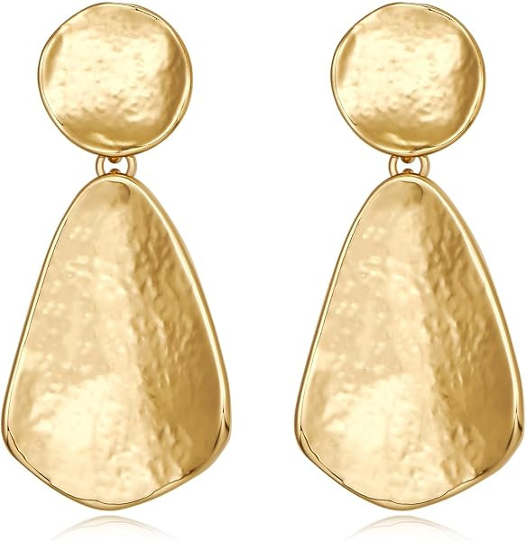 YUJIE Gold Earrings for Women 14K Gold Plated Geometric Chunky Dangle Earring Trendy Silvery Two-... | Amazon (US)