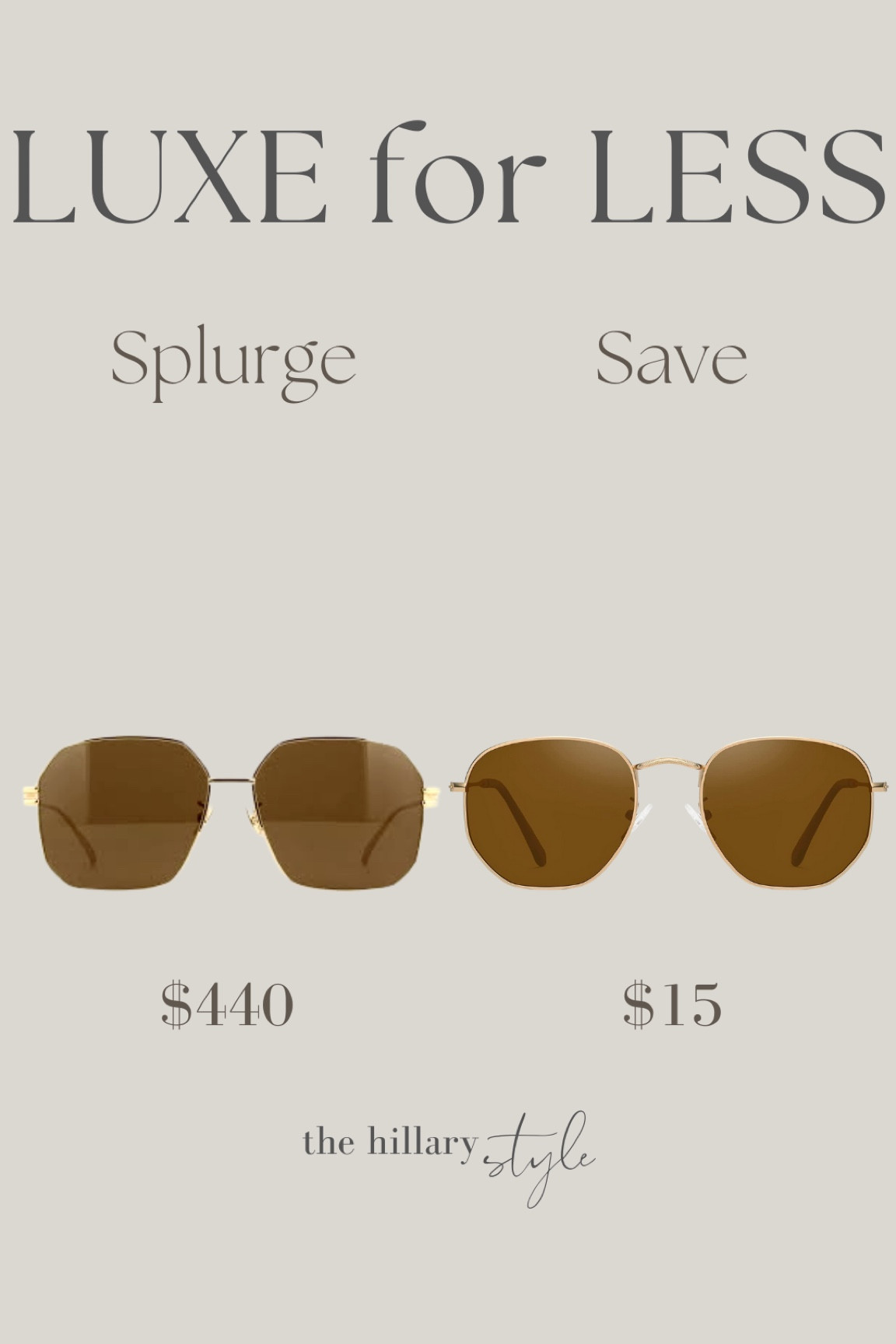 Luxe for Less: Sunglasses

Splurge on these Bottega Veneta Sunglasses?  Or save with this $15 Amazon Dupe? 

Amazon, Amazon Look for Less, Bottega, Bottega Veneta Sunglasses, Designer Dupe, Luxe for Less, Summer Fashion, Amazon Finds, Sak’s, Sak’s Fifth Avenue, Sunglasses, Cat Eye Sunglasses, Festival Fashion, Spring Fashion Finds, Bachelorette Party, Glasses, Amazon Fashion, Found It On Amazon, Amazon Fashion Finds, Amazon Dupe, Spring Fashion

#LTKstyletip #LTKFind #LTKunder50