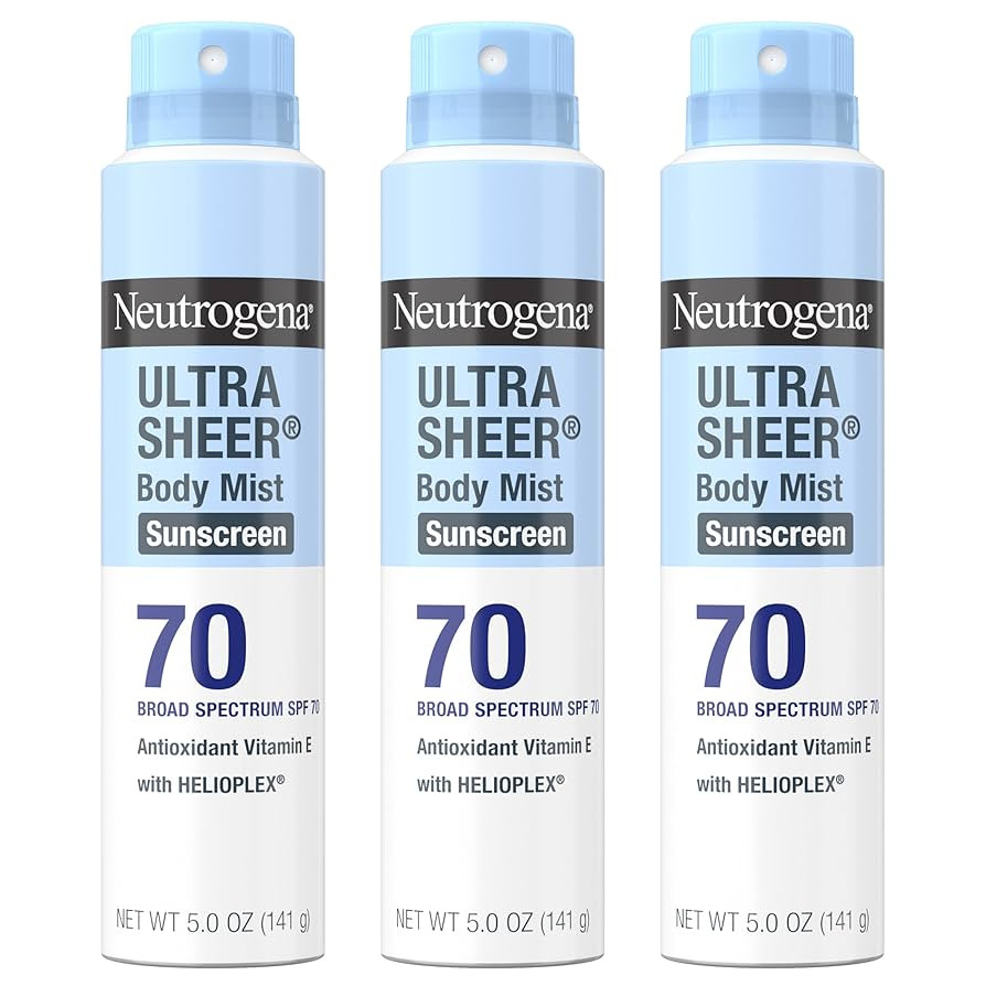Neutrogena Ultra Sheer Body Mist Sunscreen Spray, Broad Spectrum SPF 70, Lightweight Spray Sunscr... | Amazon (US)