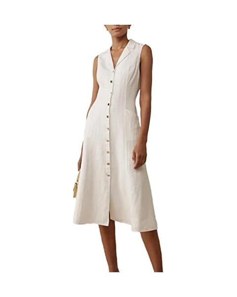 Gradinery Women's Summer Sleeveless Dress 2023 Casual Lapel Button Down A Line Midi Dresses with ... | Amazon (US)