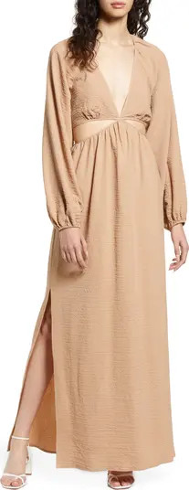 FLORET STUDIOS Long Sleeve Cutout Waist Maxi Dress | Nordstrom | Nordstrom