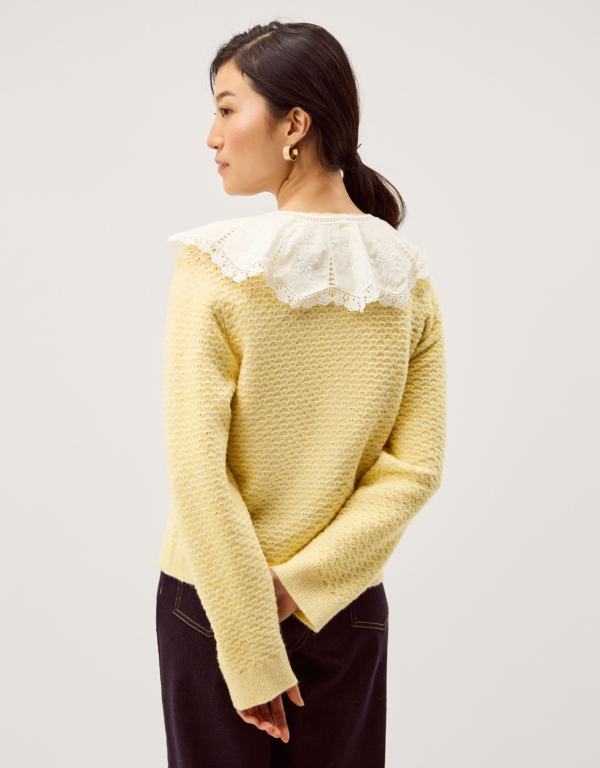Cary Lace Collar Cardigan Yellow | Monsoon (UK)