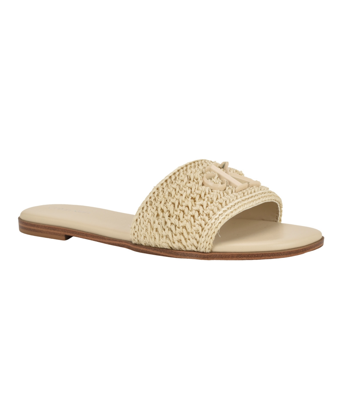 Calvin Klein Women's Kamine Woven Logo Flat Slip-On Sandals - Ivory Woven | Macy's