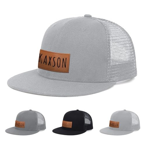 Personalized Infant Baseball Hat Cap: Custom Name Light Grey Leather Patch Sun Hats - Adjustable Snapback Caps for Toddler Boys Girls | Amazon (US)