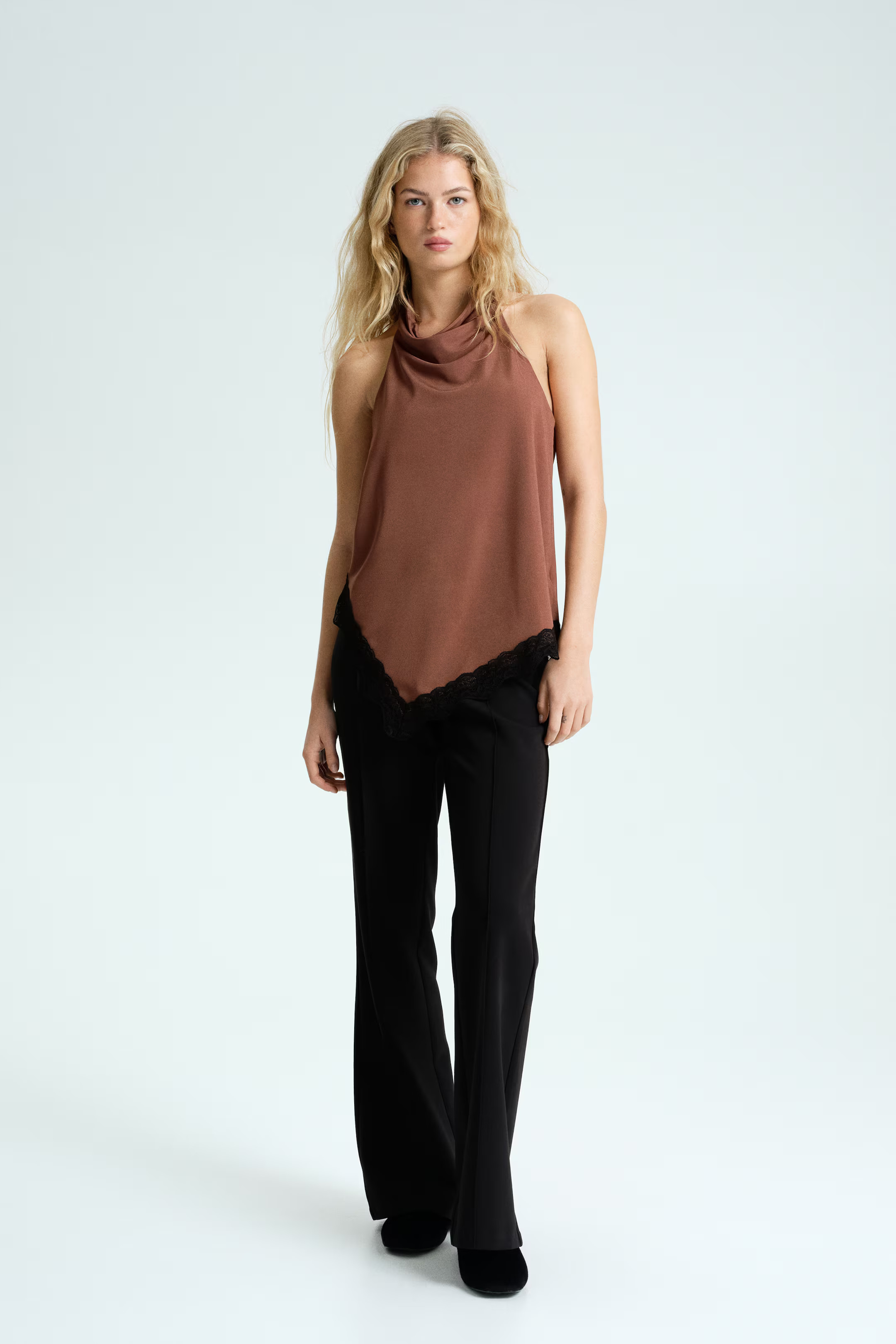 Lace-Trimmed Halterneck Top | H&M (US + CA)