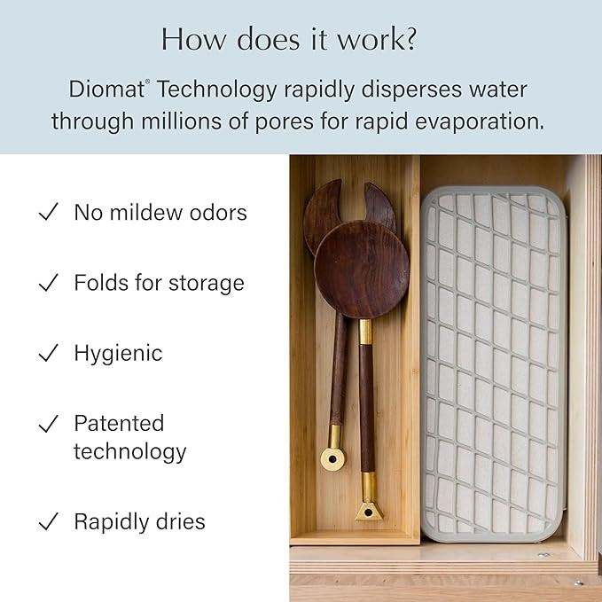 Dorai Home Dish Pad | Diatomaceous Earth Stone Drying Mat For Kitchen Counter | Quick Drying | St... | Amazon (US)