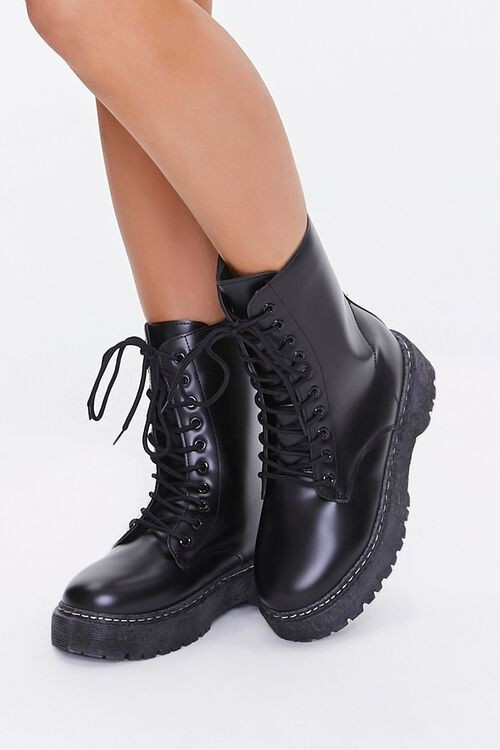 Faux Leather Combat Boots | Forever 21 (US)