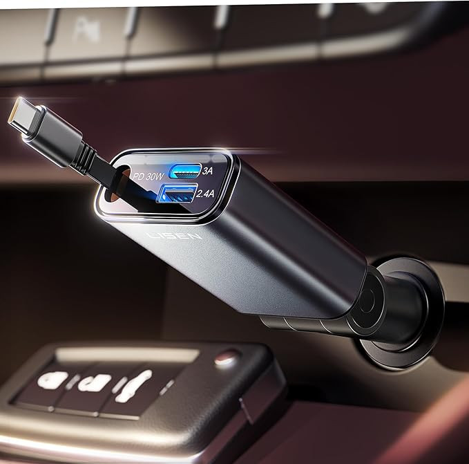 LISEN Car Charger USB C Fast Charge, [Single-Port] Retractable Car Charger USB C, RV Power Adapte... | Amazon (US)