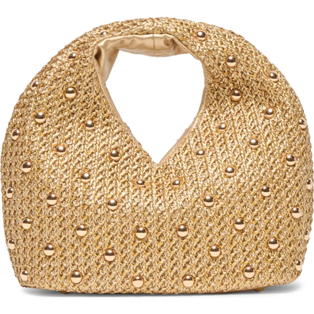 Dolce Vita Dahlia Studded Woven Raffia Handbag in Gold at Nordstrom | Nordstrom