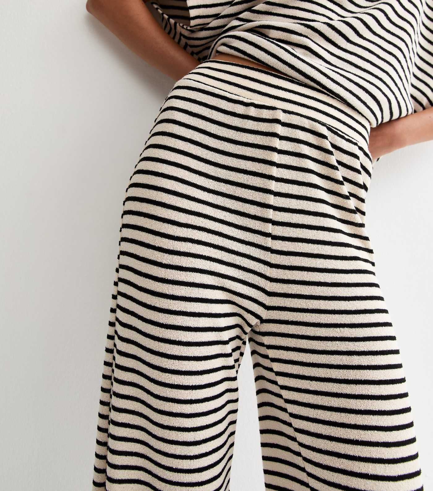 Cream Textured Striped Wide Leg Trousers | New Look | New Look (UK)
