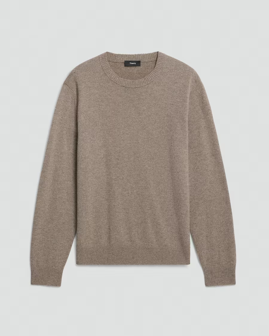 Men’s Cashmere Crewneck Sweater in Dark Feather Melange | Theory | Theory UK