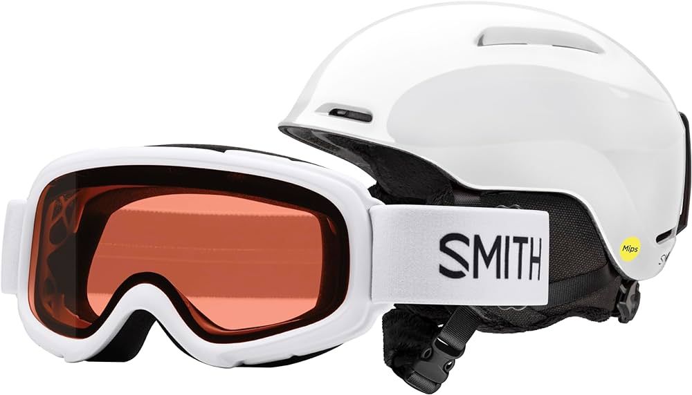 SMITH Glide Jr.. MIPS/Gambler Combo Snow Helmet in White, Size Youth Small | Amazon (US)