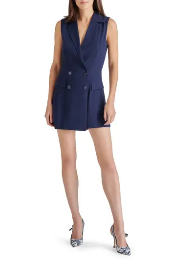 Steve Madden Paris Double Breasted Linen Blend Romper in Marine at Nordstrom Rack, Size Medium | Nordstrom Rack