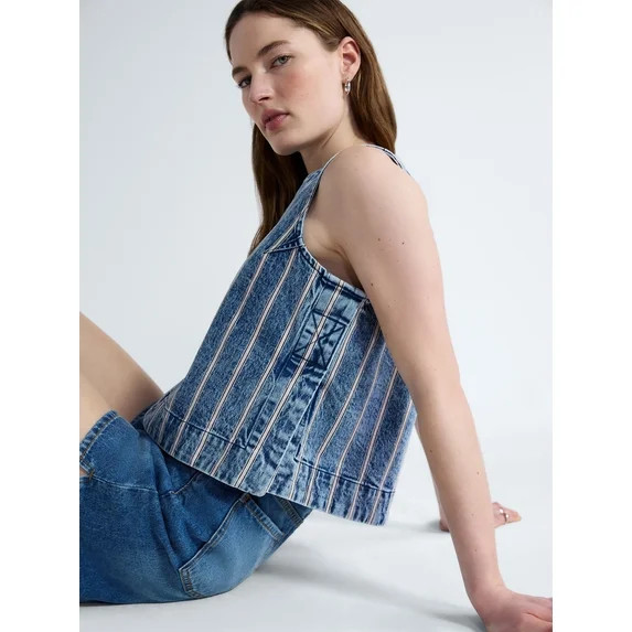 Free Assembly Women's Cropped Sleeveless Denim Top, Sizes XS-XXL | Walmart (US)