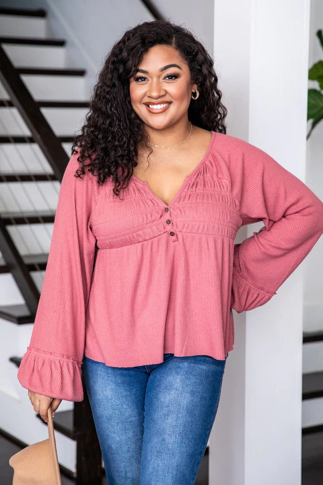 On A High Note Blush Peplum Top, Women's Medium - Pink Lily Boutique | Pink Lily