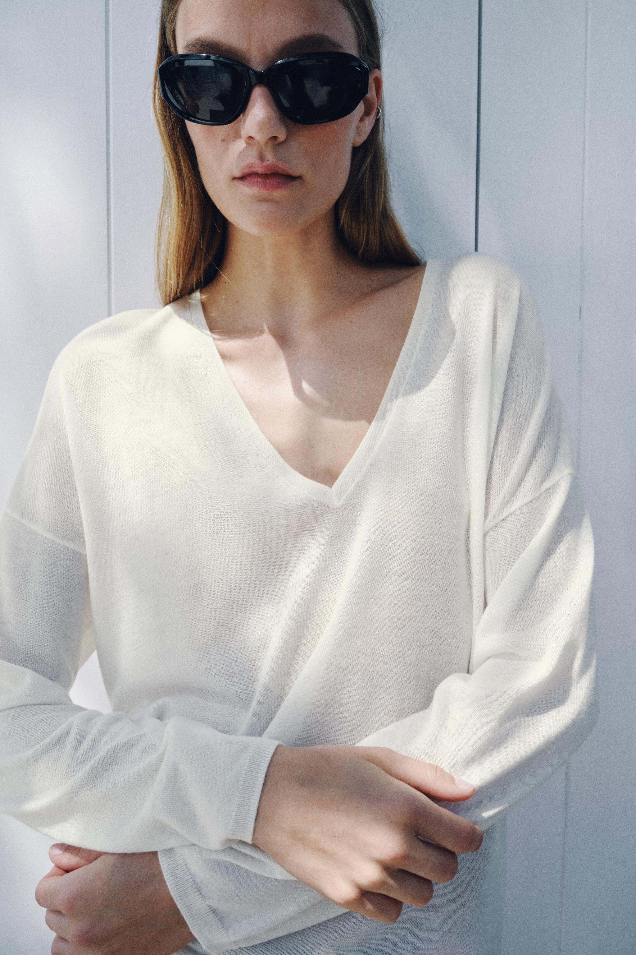 FINE KNIT V-NECK JUMPER | Zara US