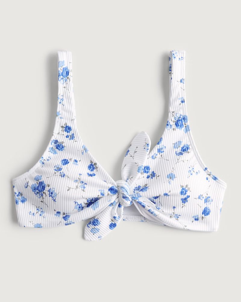 Women's Ribbed Tie-Front Scoop Bikini Top | Women's Swimwear | HollisterCo.com | Hollister (US)
