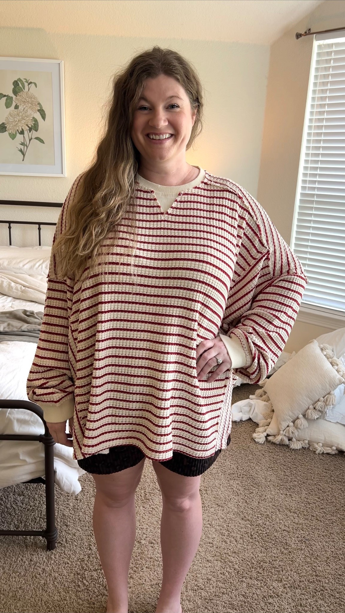 This sweatshirt is so comfortable and cute! I love the waffle knit because it’s not too hot. It runs VERY oversized, I’d suggest your regular size if you want the oversized look but size down for a less oversized look  

#LTKPlusSize #LTKSaleAlert #LTKootd