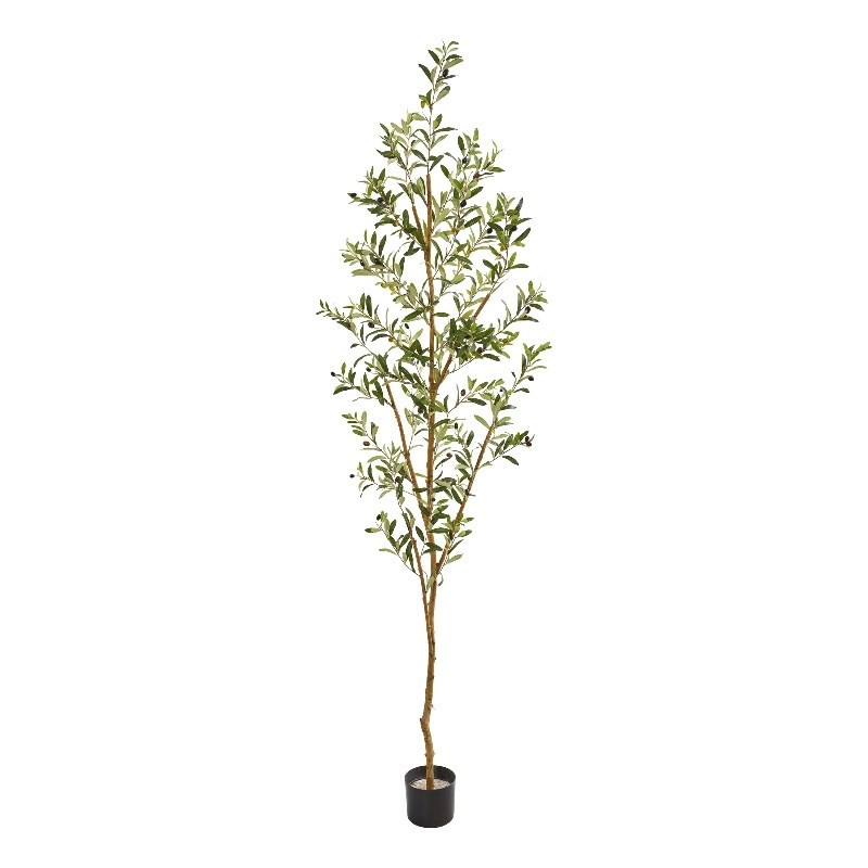 Nearly Natural 82" Olive Artificial Tree with Single Trunk Split in Green/Black | Homesquare