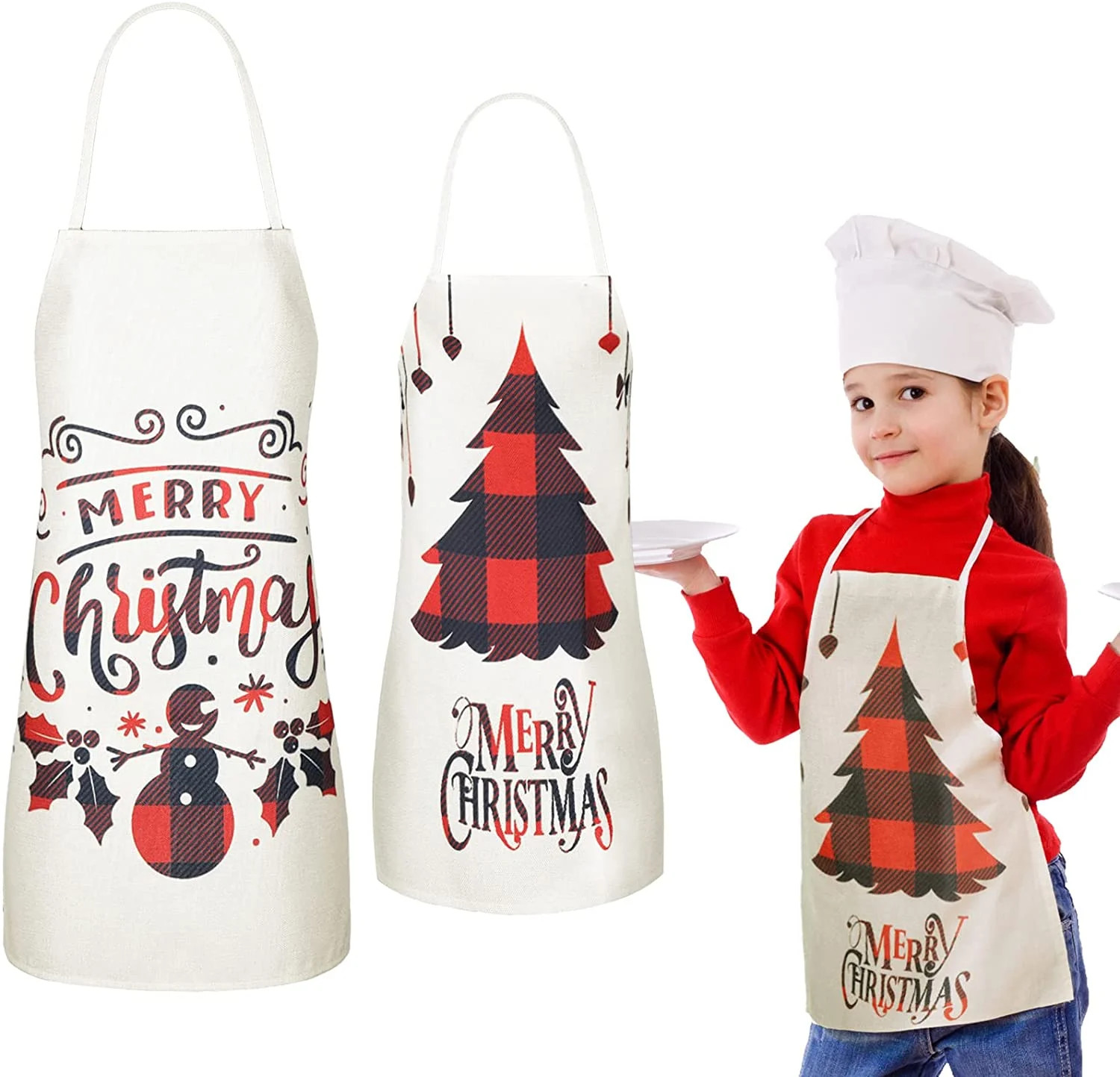 Christmas Aprons 2 Pieces Parent Child Aprons for Adults Kids Kitchen Aprons - Walmart.com | Walmart (US)