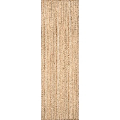 Striped Hand-Woven Jute Tan Area Rug | Wayfair North America