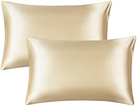 Bedsure Satin Pillowcase for Hair and Skin Queen -Gold Pillowcase 2 Pack 20x30 inches - Satin Pillow | Amazon (US)
