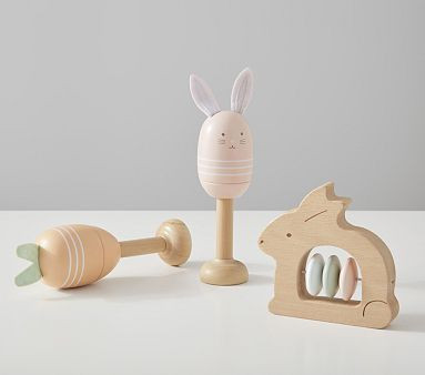 Bunny Maraca & Jingle Wooden Set | Pottery Barn Kids | Pottery Barn Kids
