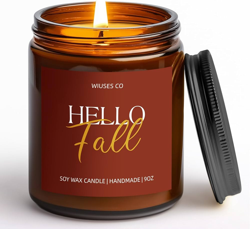 Hello Fall Pumpkin Candle for Home Scented| Organic Soy Non Toxic Candles| Long Clean Burning Aro... | Amazon (US)