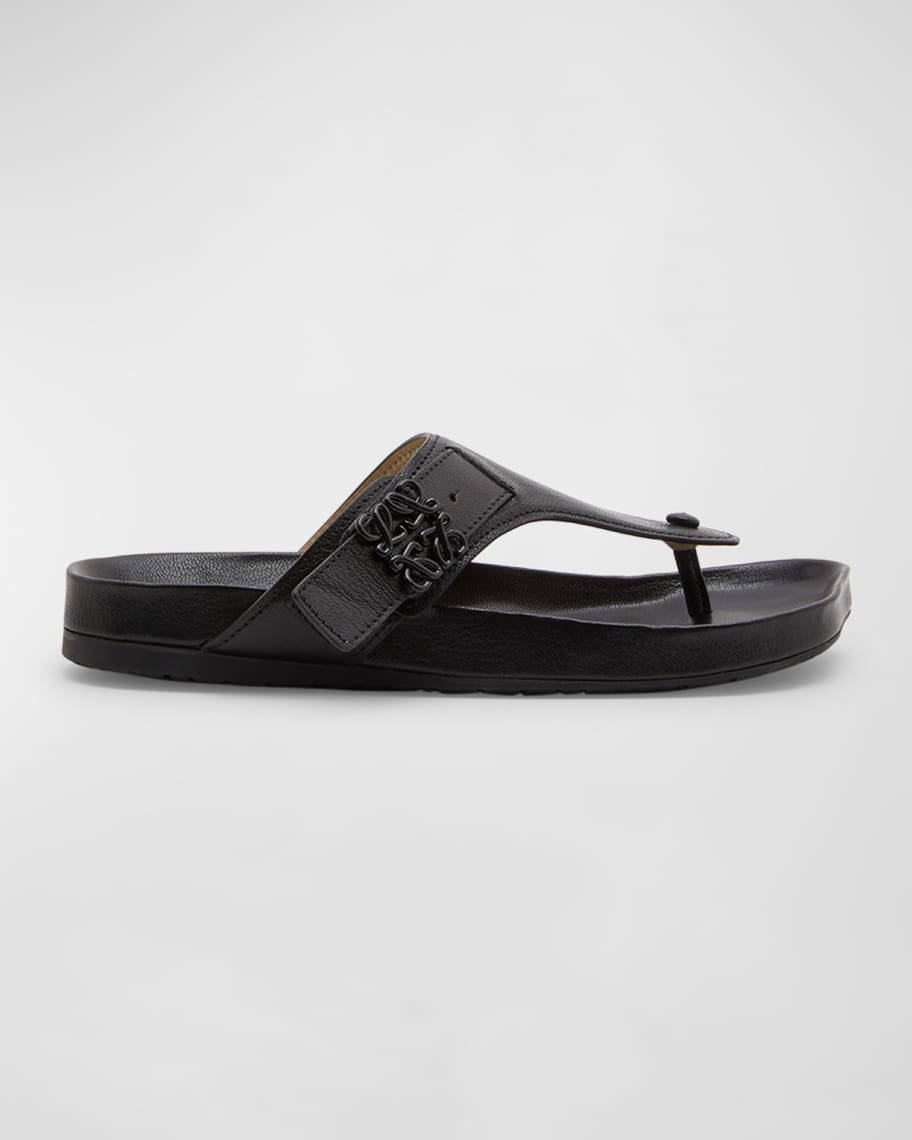 Loewe Leather Medallion Comfort Thong Sandals | Neiman Marcus
