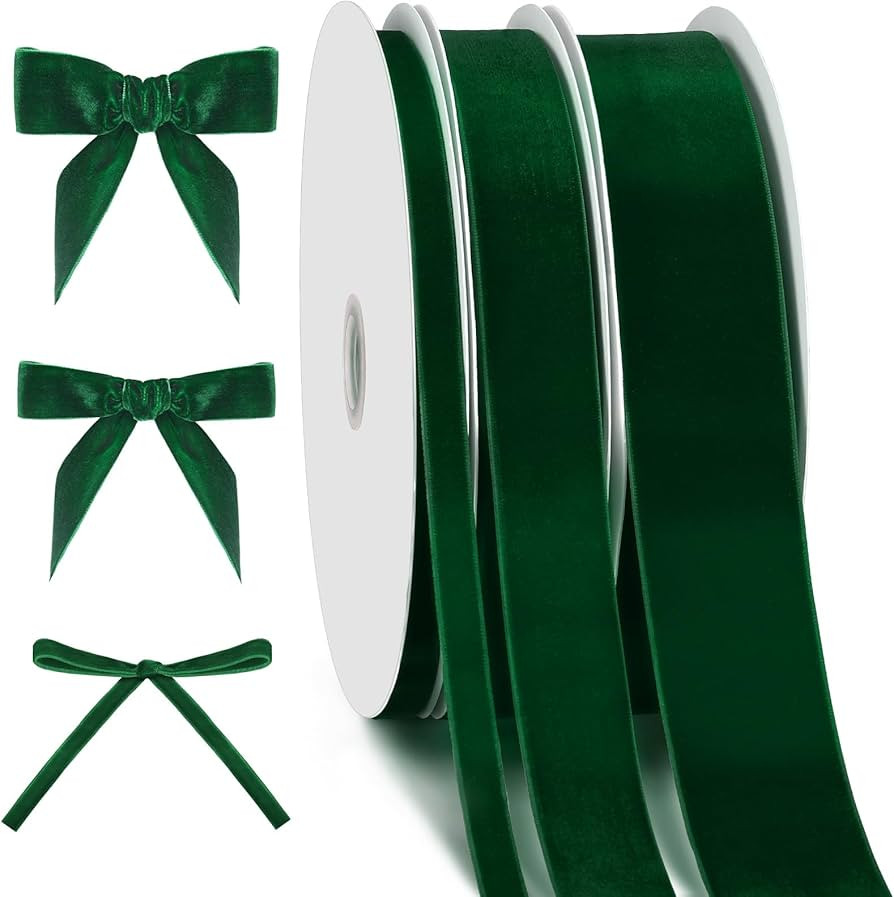 75 Yards/ 3 Rolls Vintage Velvet Ribbon Christmas Velvet Ribbons Velvet Ribbon Rolls for Christma... | Amazon (US)