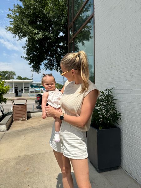 Casual spring outfit — my top is from a matching lounge set in size M, shorts in size 26. Also linked Kolly’s cute little spring outfit! 

#LTKStyleTip #LTKBaby #LTKSeasonal
