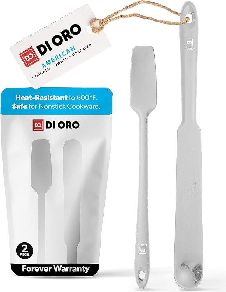 DI ORO Silicone Blender & Jar Spatulas - Rubber Spatulas Silicone Heat Resistant - Kitchen Spatulas Nonstick Cookware Safe - Silicone Utensil Set for Cooking, Mixing, Baking, & Scraping (2pc, Stone) | Amazon (US)