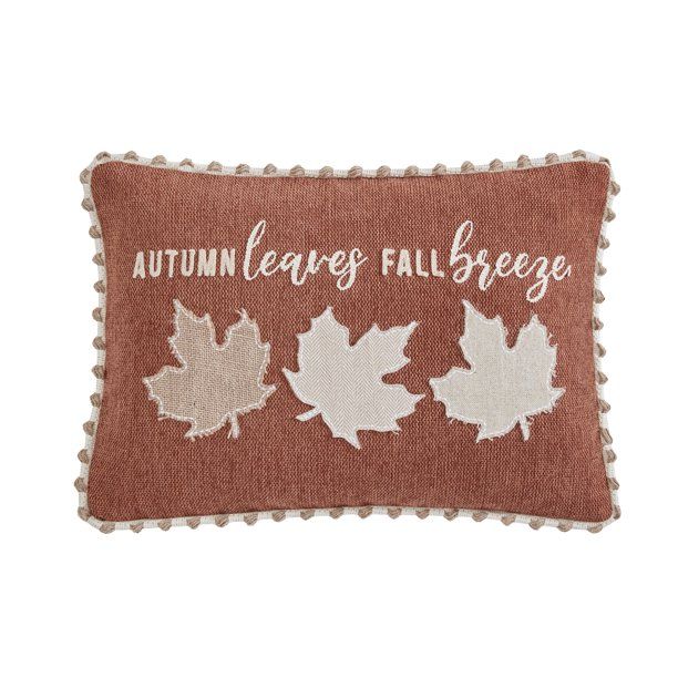 Mainstays, Autumn Leaves Decorative Pillow, Oblong, 14” x 20", Orange, 1 Piece - Walmart.com | Walmart (US)