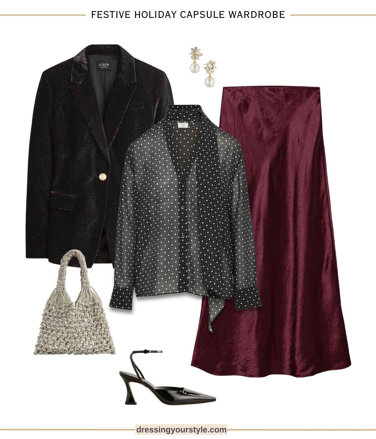 Burgundy black and polka dot festive holiday outfit for parties and the office!

#LTKSeasonal #LTKParties #LTKHoliday