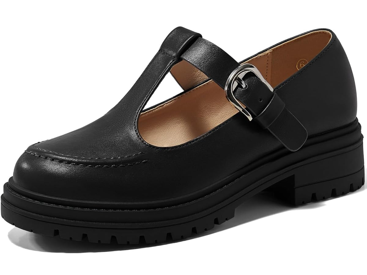 Coutgo Women's Platform Loafers T Strap Chunky Low Heel Buckle Strap Mary Jane Comfortable Casual... | Amazon (US)