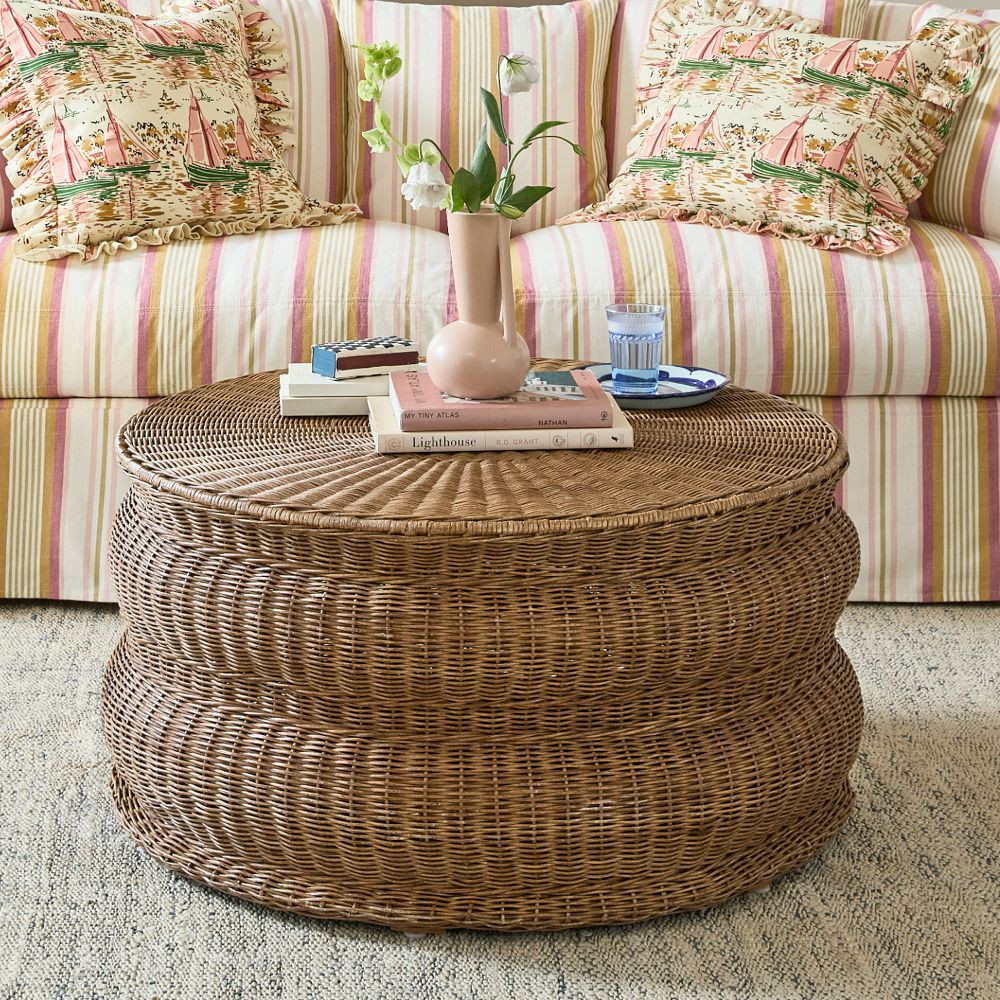 Stevie Rattan Round Coffee Table | GreenRow