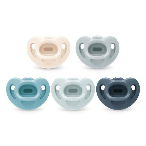 NUK 100% Silicone Comfy Orthodontic Pacifiers, 0-6 Months, Blue Fashion, Timeless Collection, 5 Count | Amazon (US)