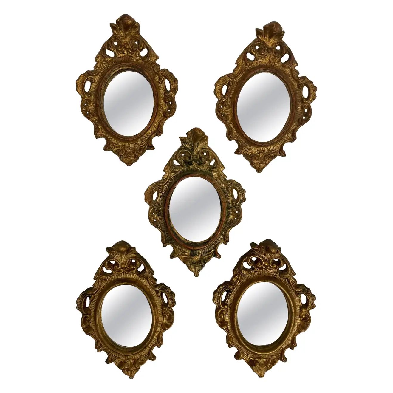 Grouping of Five Italian Giltwood Florentine Mirrors | 1stDibs