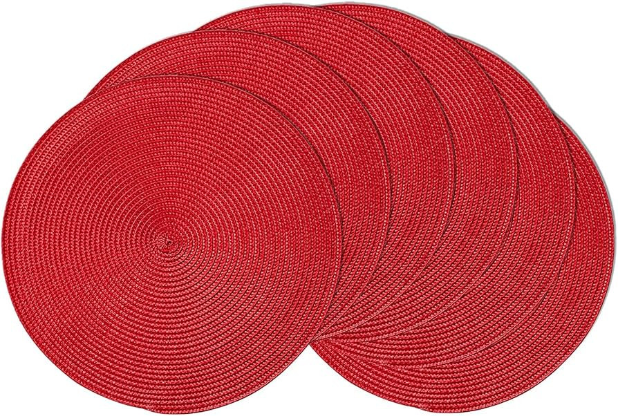 AHHFSMEI Round Braided Placemats 15 Inch Round Table Mats for Dining Tables Woven Heat Resistant ... | Amazon (US)