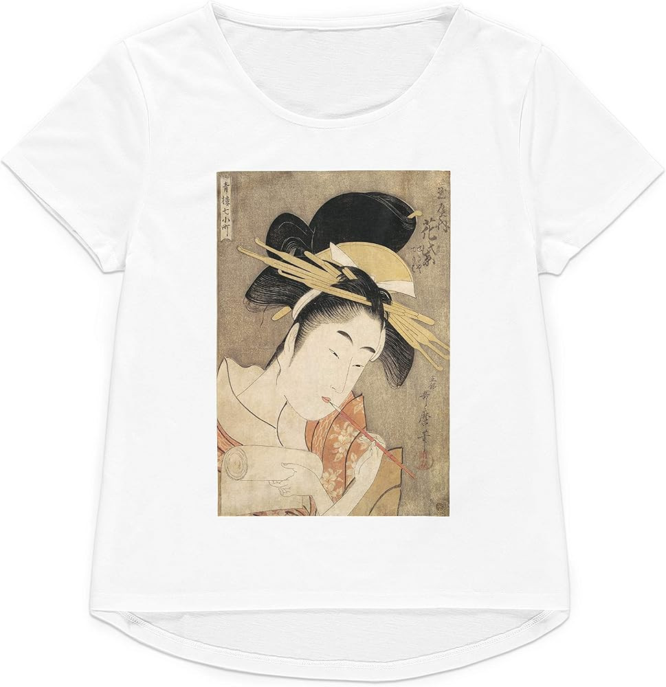 Japanese Ukiyo-e T Shirt Woodblock Art Kitagawa Geisha Womens Mens Printed Tee | Amazon (US)
