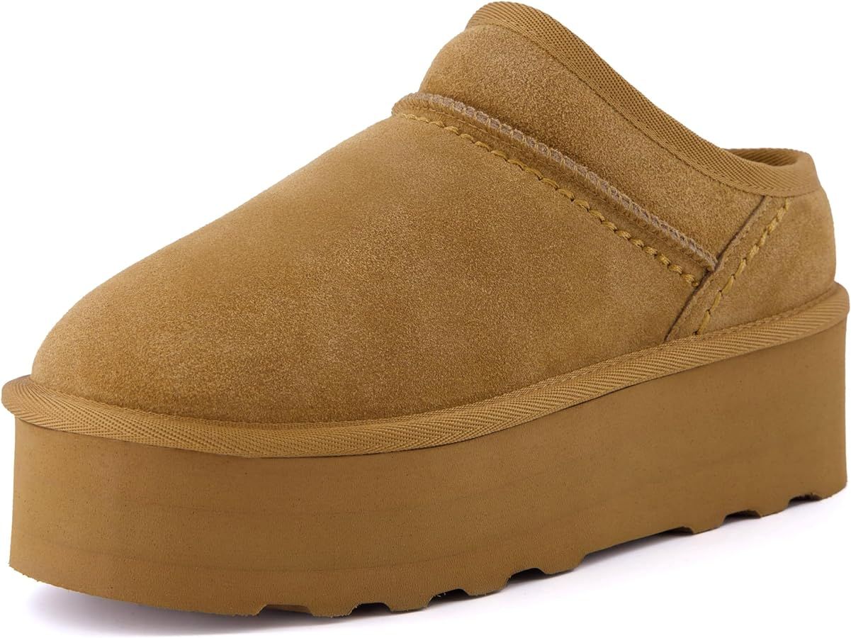 CUSHIONAIRE Women's Huggy Genuine Suede Cozy Mule Platform +Memory Foam, Wide Widths Available | Amazon (US)