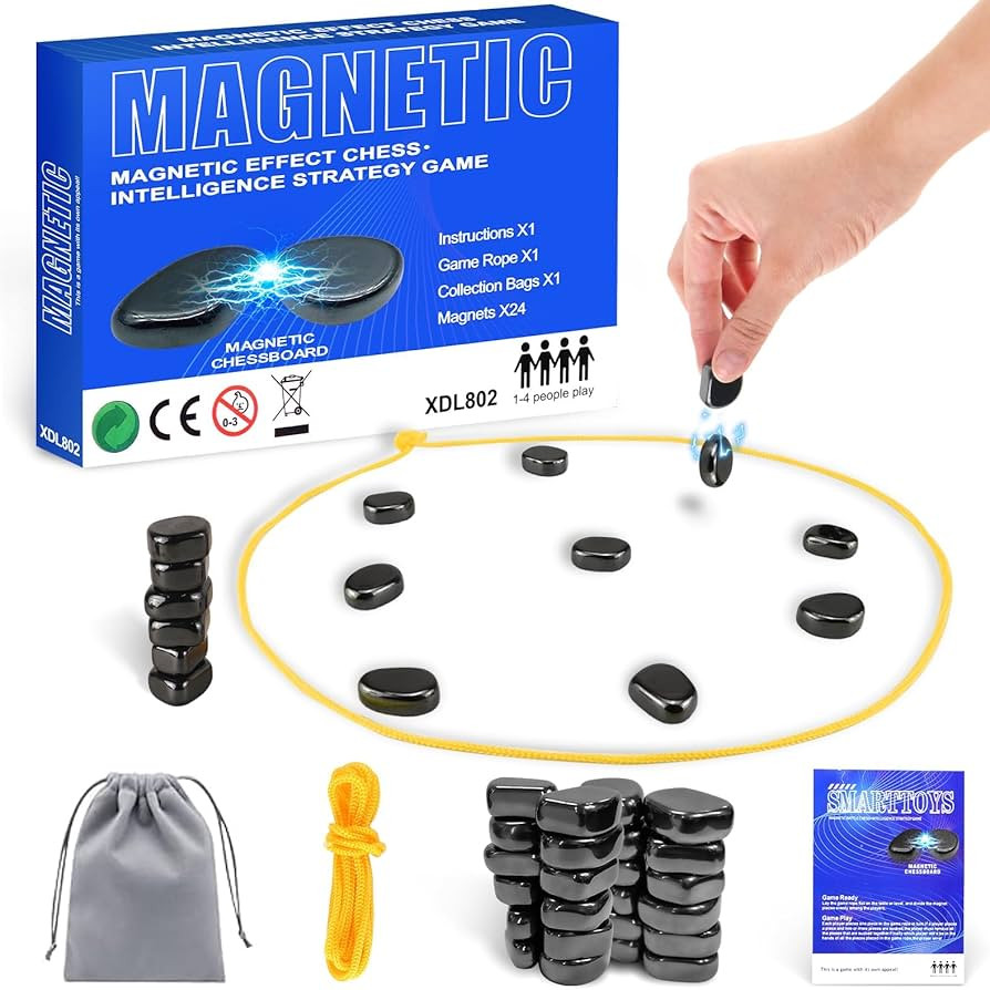 Magnetic Chess Game Upgrade 24 Stones, Magnetic Chess Game with Stones and String, Magnet Chess G... | Amazon (US)