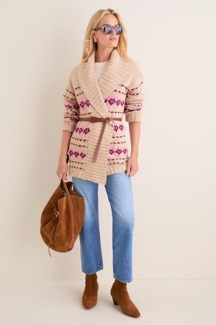HYACINTH HOUSE
Tan & Pink Fair Isle Stowe Oversized Cardigan

Saddle Brown Large Belted Buckle Bag

#LTKootd #LTKTravel #LTKWorkwear
