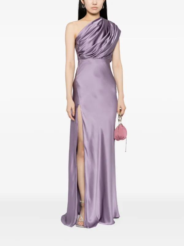 Michelle Mason one-shoulder Draped Gown | Purple | FARFETCH | Farfetch Global