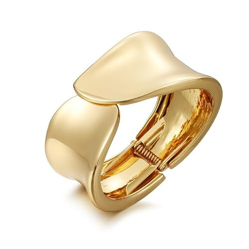 Gold Cuff Bangle Bracelets For Women Gold Polished Thick Waterdrop Bangle Statement Bracelets Chunky Jewelry for Women | Amazon (US)