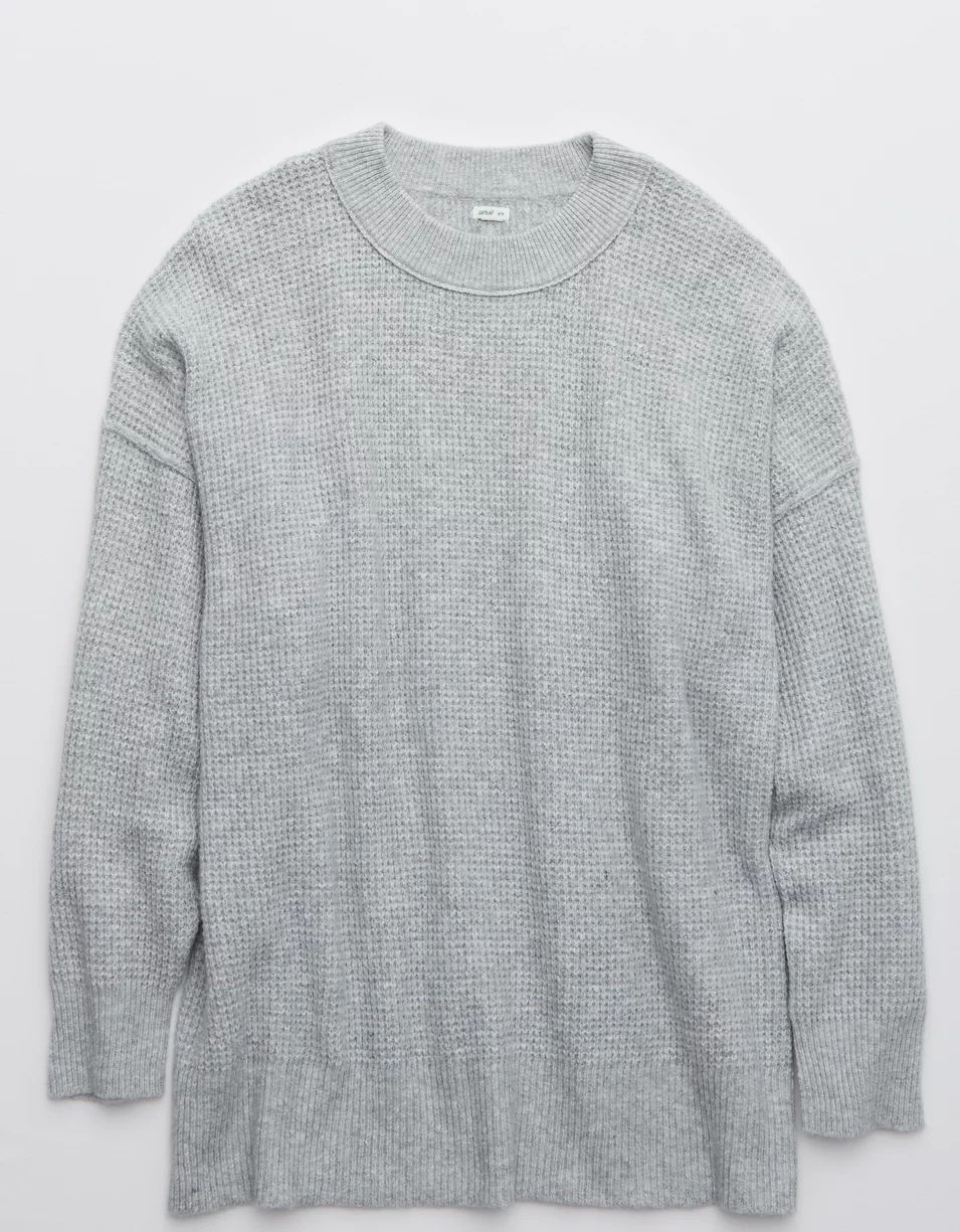 Aerie Waffle Oversized Crew Sweater | American Eagle Outfitters (US & CA)