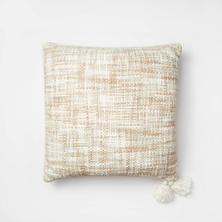 Oversized Woven Square Throw Pillow with Tassels Cream - Threshold™ designed with Studio McGee | Target