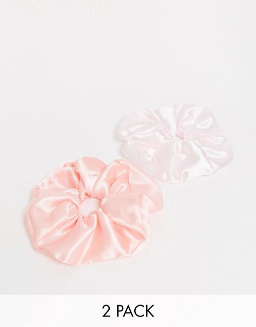 ASOS DESIGN pack of 2 super oversized satin scrunchies in pink tones | ASOS (Global)