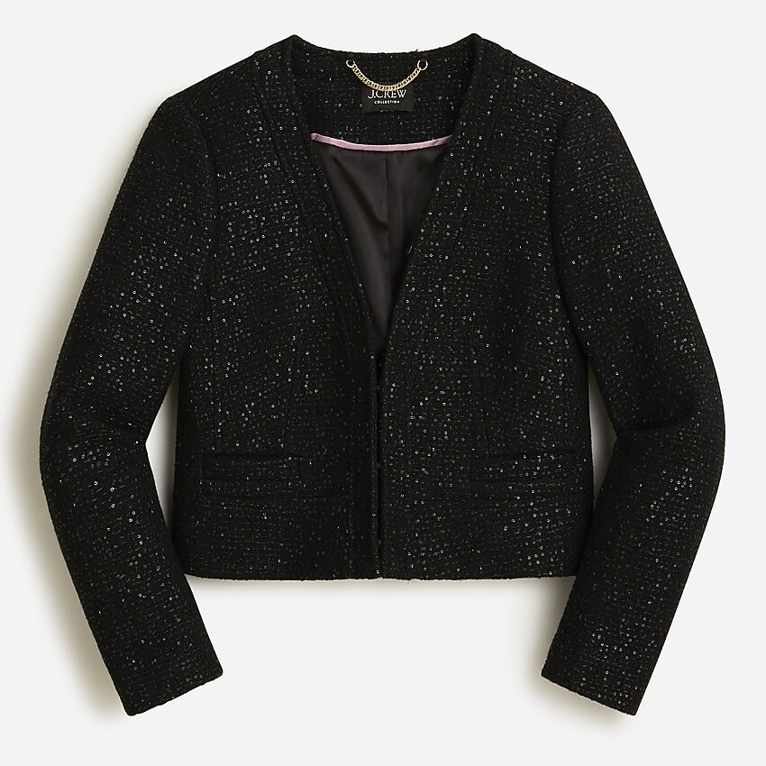 Collarless lady jacket in sequin tweed | J. Crew US