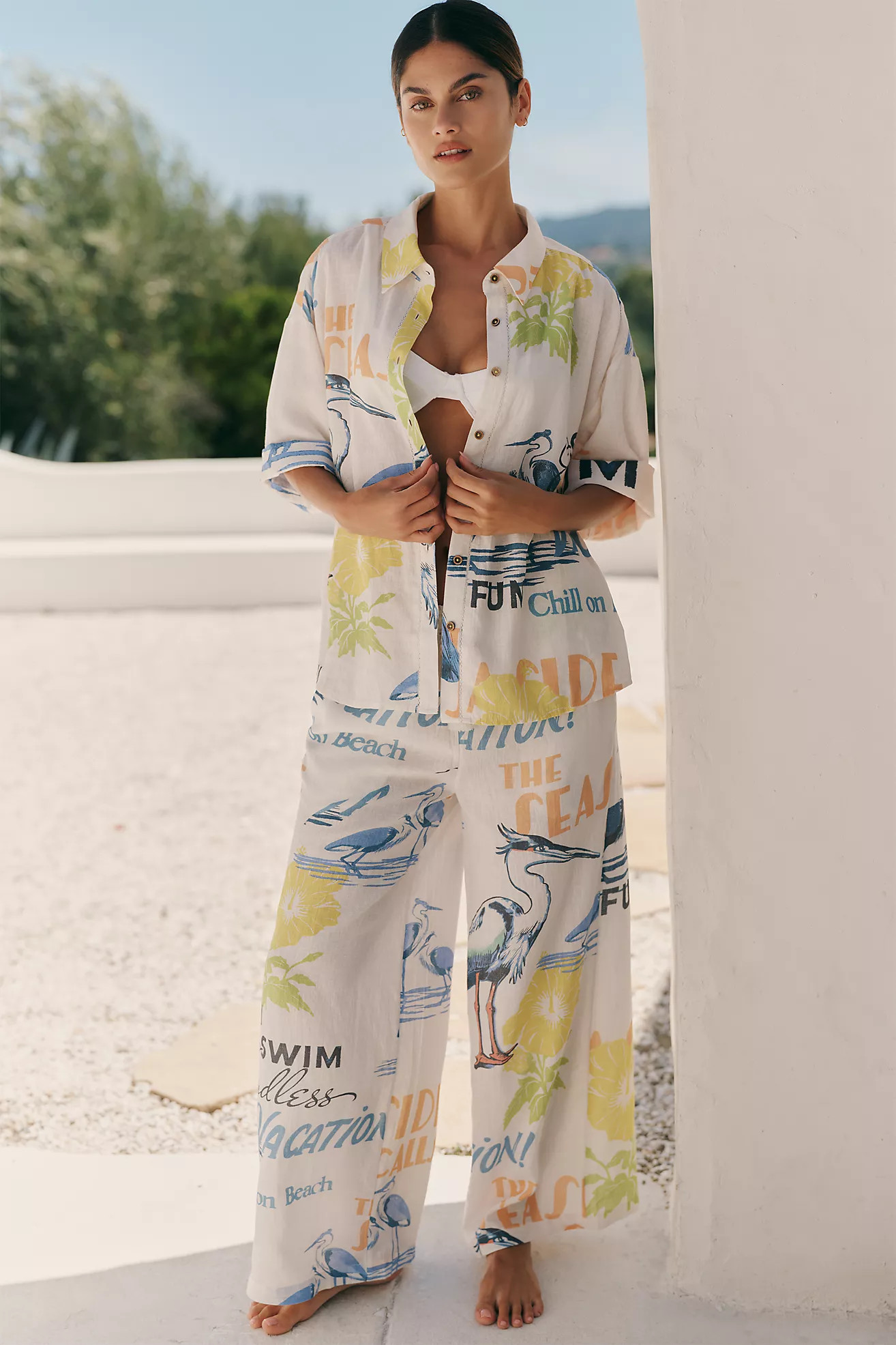 Celandine Linen Blend Wide-Leg Pants | Anthropologie (US)